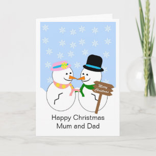 Snowmen Mother And Father Christmas Card