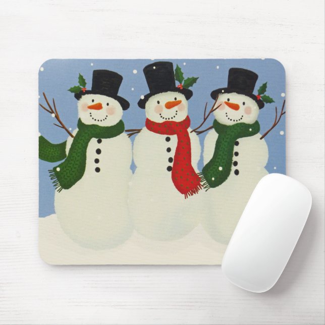 Snowmen Mouse Pad (With Mouse)