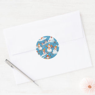 Snowmen on the Slopes - Winter Adventure Classic Round Sticker