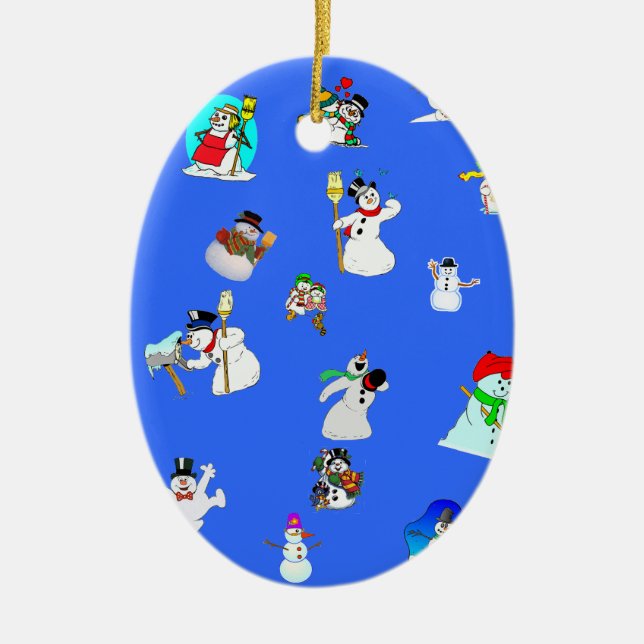 snowmen oval christmas ornament (Front)