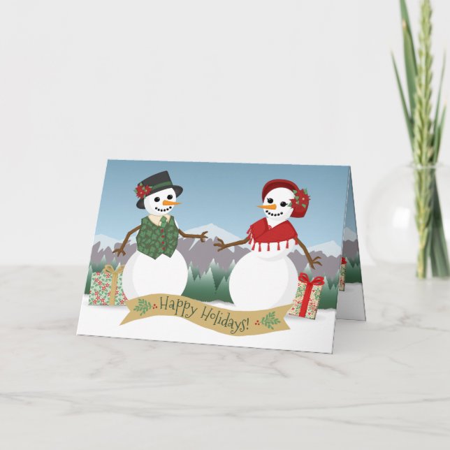 Snowmen Paper Doll Holiday Card (Front)