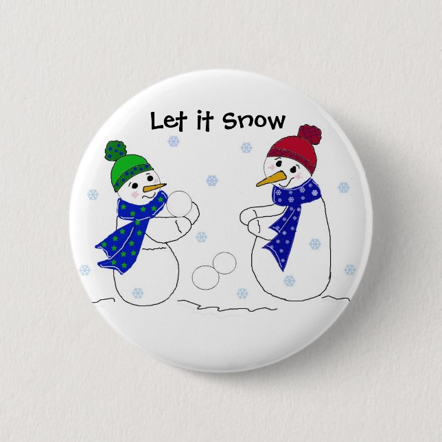 Snowmen Playing in the Snow 6 Cm Round Badge (Front)