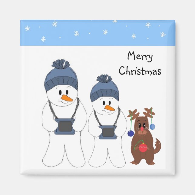 Snowmen & Reindeer Magnet (Front)