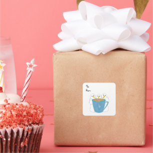 Snowmen Sharing a Drink Square Sticker