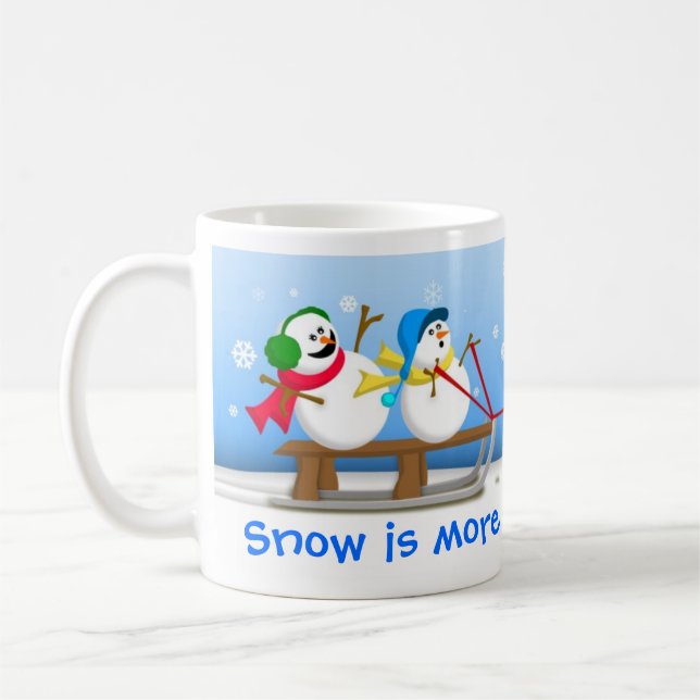 Snowmen Sledding Mug (Left)