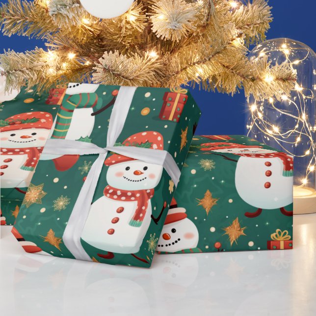 Snowmen Snowflakes Christmas Ornaments Christmas Wrapping Paper (Holidays)