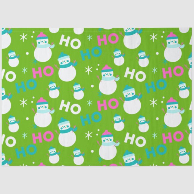 Snowmen Snowflakes Ho Ho Ho Christmas Tissue Paper (Front)