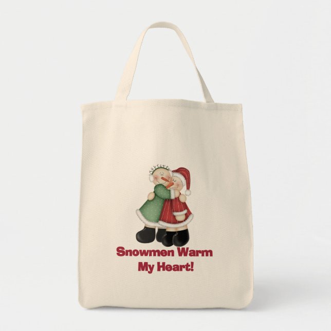 Snowmen Warm My Heart T-shirts and Gifts Tote Bag (Front)