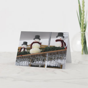 Snowmen Wine Bar Greeting Card, envelopes included Holiday Card