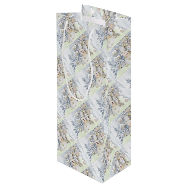 Snowmen Wine Gift Bag (Back Angled)