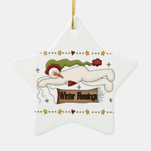 Snowmen Winter Blessings  Holiday Ornament