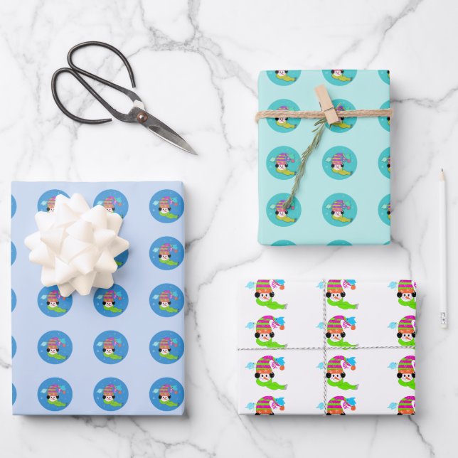 Snowmen Winter Season Wrapping Paper Sheet (Front)