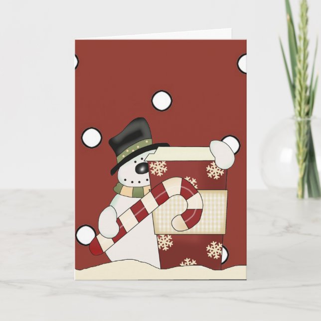 Snowmen with coffee holiday card (Front)