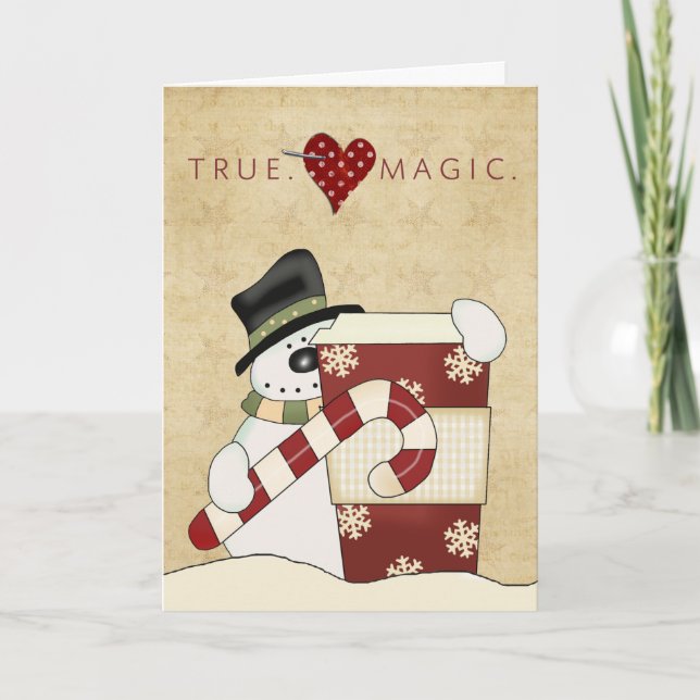 Snowmen with coffee holiday card (Front)