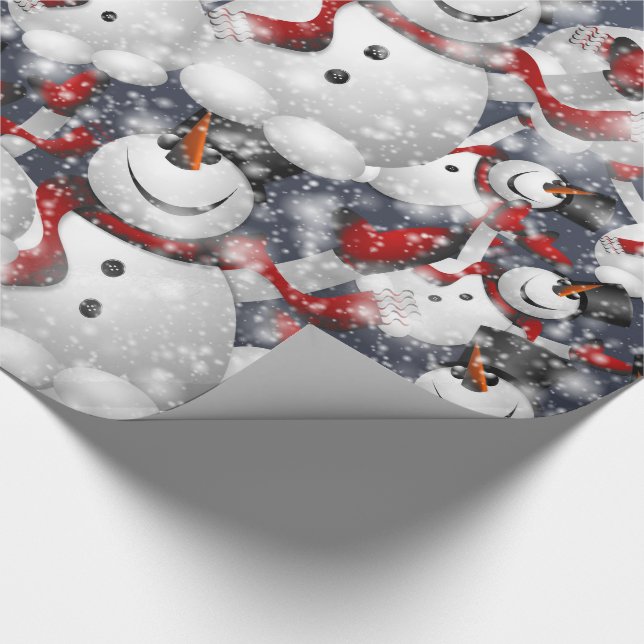 Snowmen with Snow Wrapping Paper (Corner)