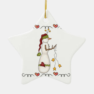 Snowmen With Stars  Holiday Ornament