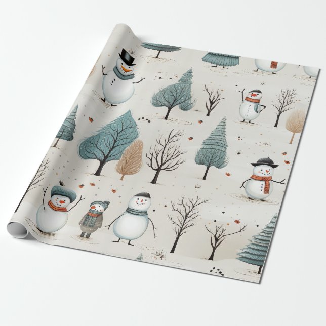 "Snowmen" Wrapping Paper (Unrolled)