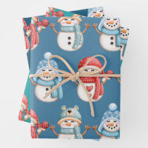 Snowmen Wrapping Paper Sheet Set