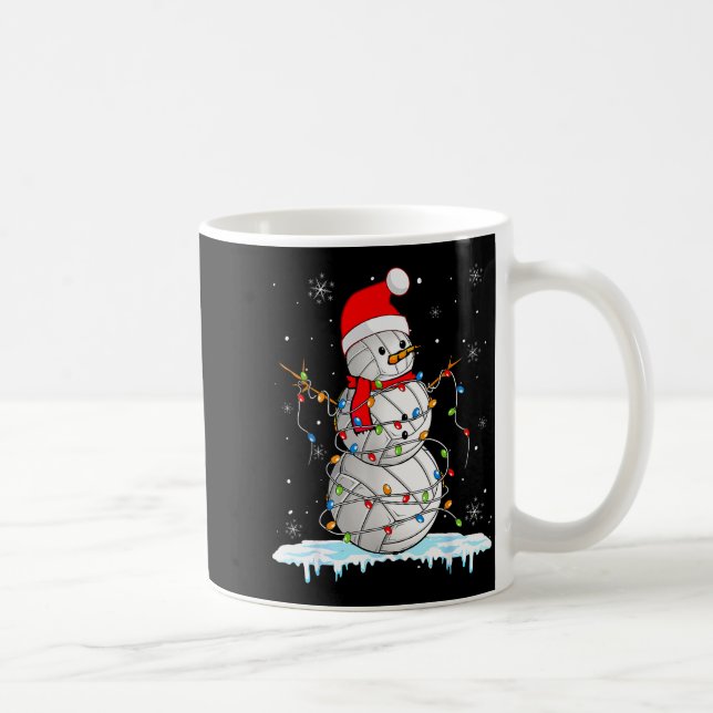 Snowmies Santa Lights Christmas Snowman Volleyball Coffee Mug (Right)