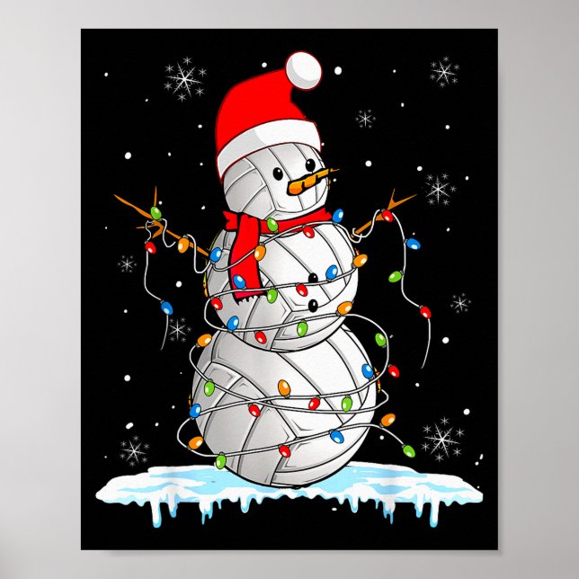 Snowmies Santa Lights Christmas Snowman Volleyball Poster (Front)