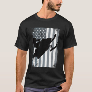 Snowmobile American Flag Snocross Usa Ride Sled Di T-Shirt