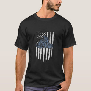 Snowmobile American Flag Snowmobiling Riding Vinta T-Shirt
