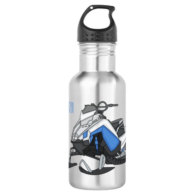 Snowmobile cartoon illustration  532 ml water bottle (Front)