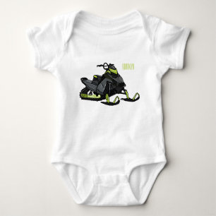 Snowmobile cartoon illustration baby bodysuit