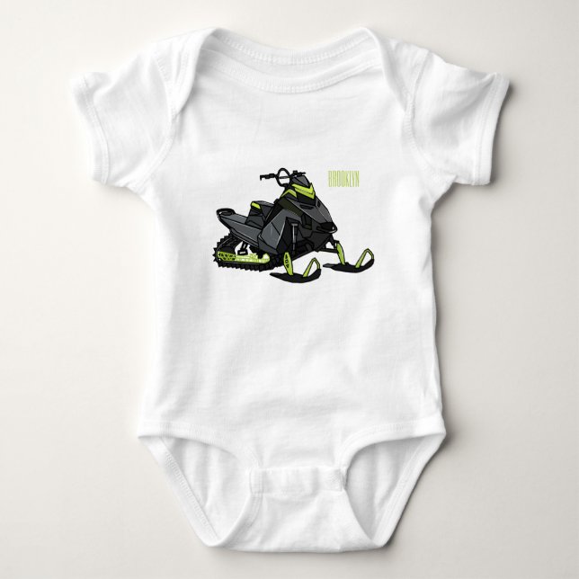 Snowmobile cartoon illustration  baby bodysuit (Front)