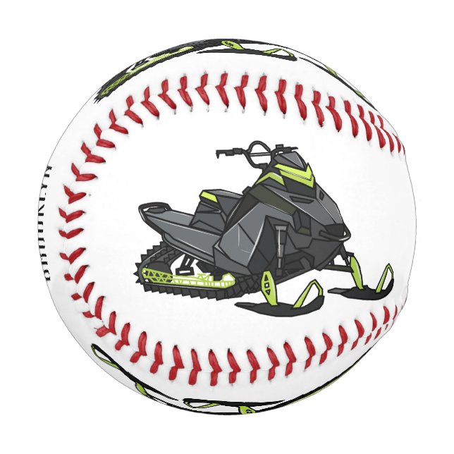Snowmobile cartoon illustration  baseball (Front Left)