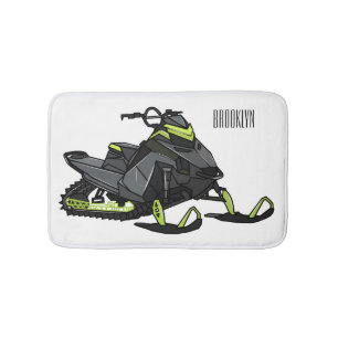 Snowmobile cartoon illustration bath mat