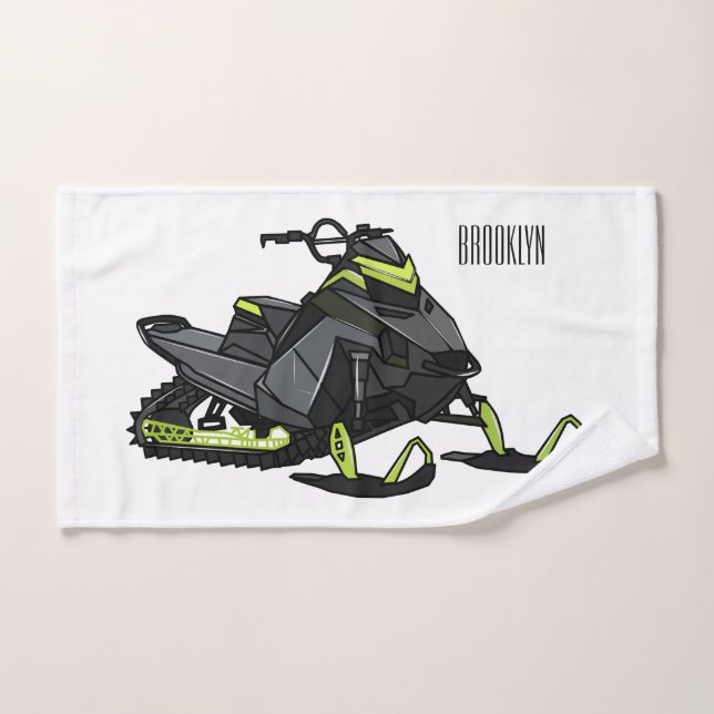 Snowmobile cartoon illustration  bath towel set (Hand Towel)