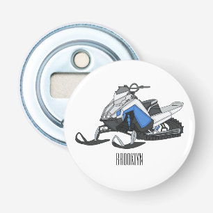 Snowmobile cartoon illustration bottle opener