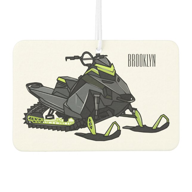 Snowmobile cartoon illustration  car air freshener (Front)