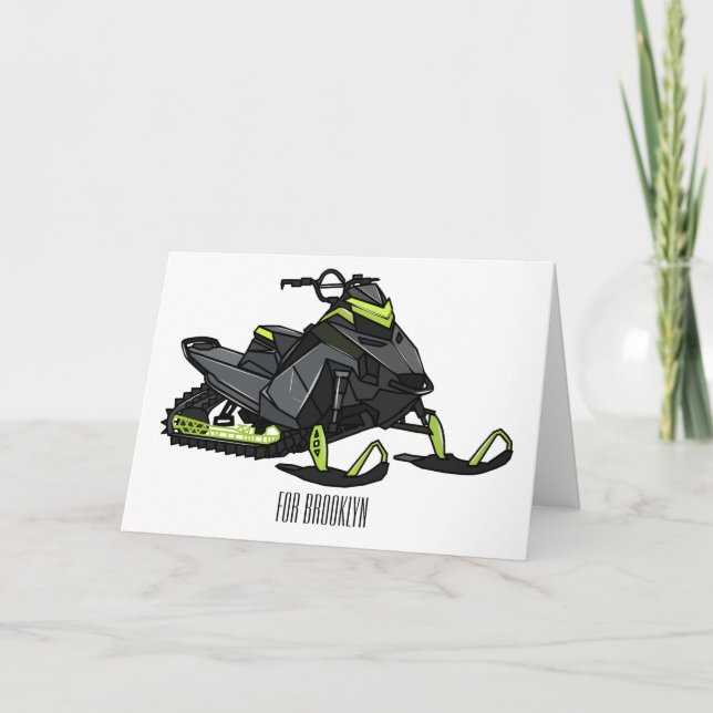 Snowmobile cartoon illustration  card (Front)