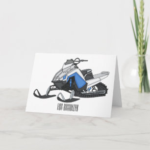Snowmobile cartoon illustration card