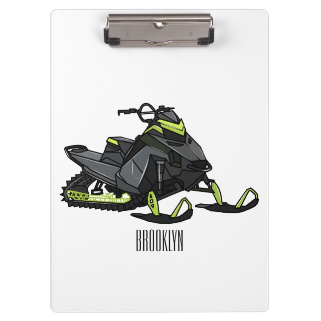 Snowmobile cartoon illustration  clipboard (Front)