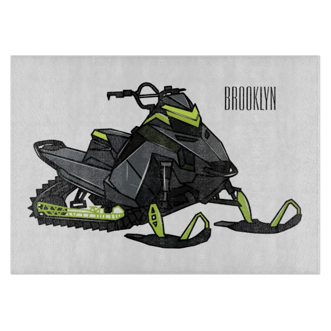 Snowmobile cartoon illustration  cutting board (Front)