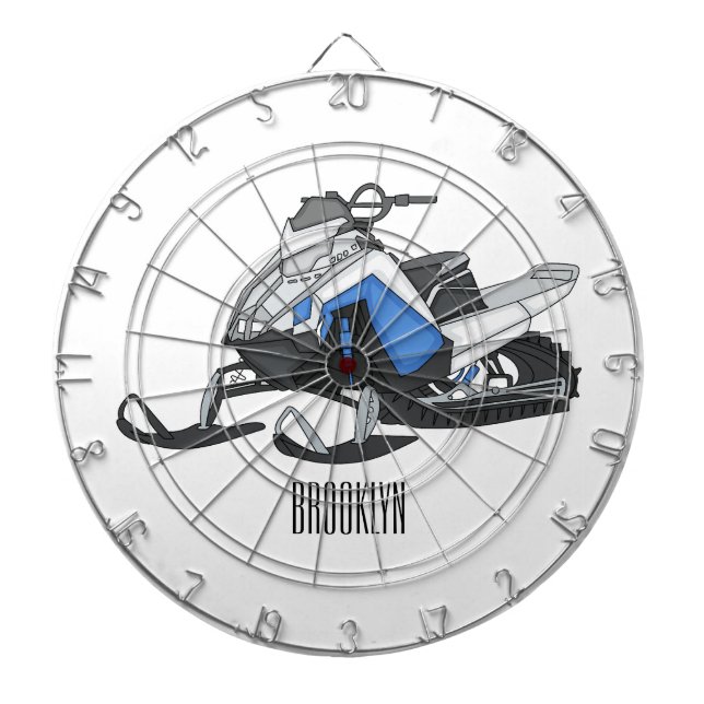 Snowmobile cartoon illustration dartboard (Front)