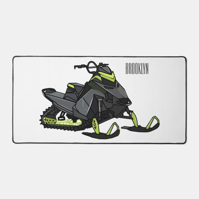 Snowmobile cartoon illustration  desk mat (Front)