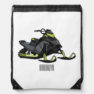 Snowmobile cartoon illustration  drawstring bag