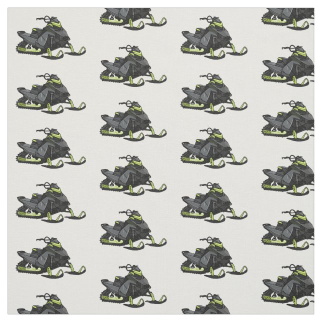 Snowmobile cartoon illustration fabric (Swatch)