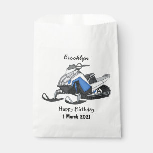 Snowmobile cartoon illustration favour bag