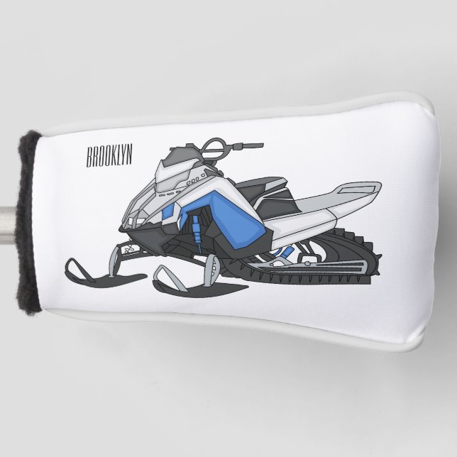 Snowmobile cartoon illustration golf head cover (Front)
