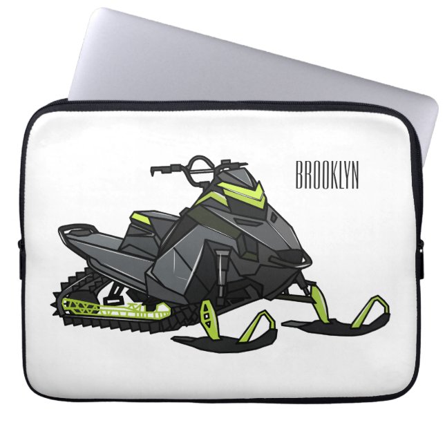 Snowmobile cartoon illustration  laptop sleeve (Front)