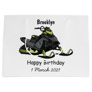 Snowmobile cartoon illustration large gift bag