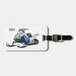 Snowmobile cartoon illustration luggage tag