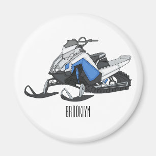 Snowmobile cartoon illustration magnet