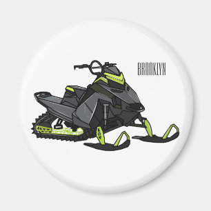 Snowmobile cartoon illustration  magnet