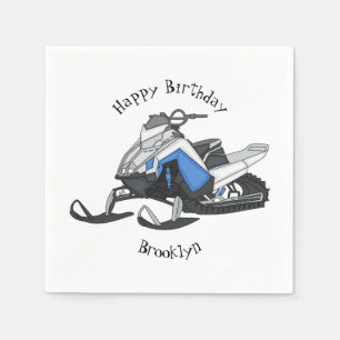 Snowmobile cartoon illustration  napkin